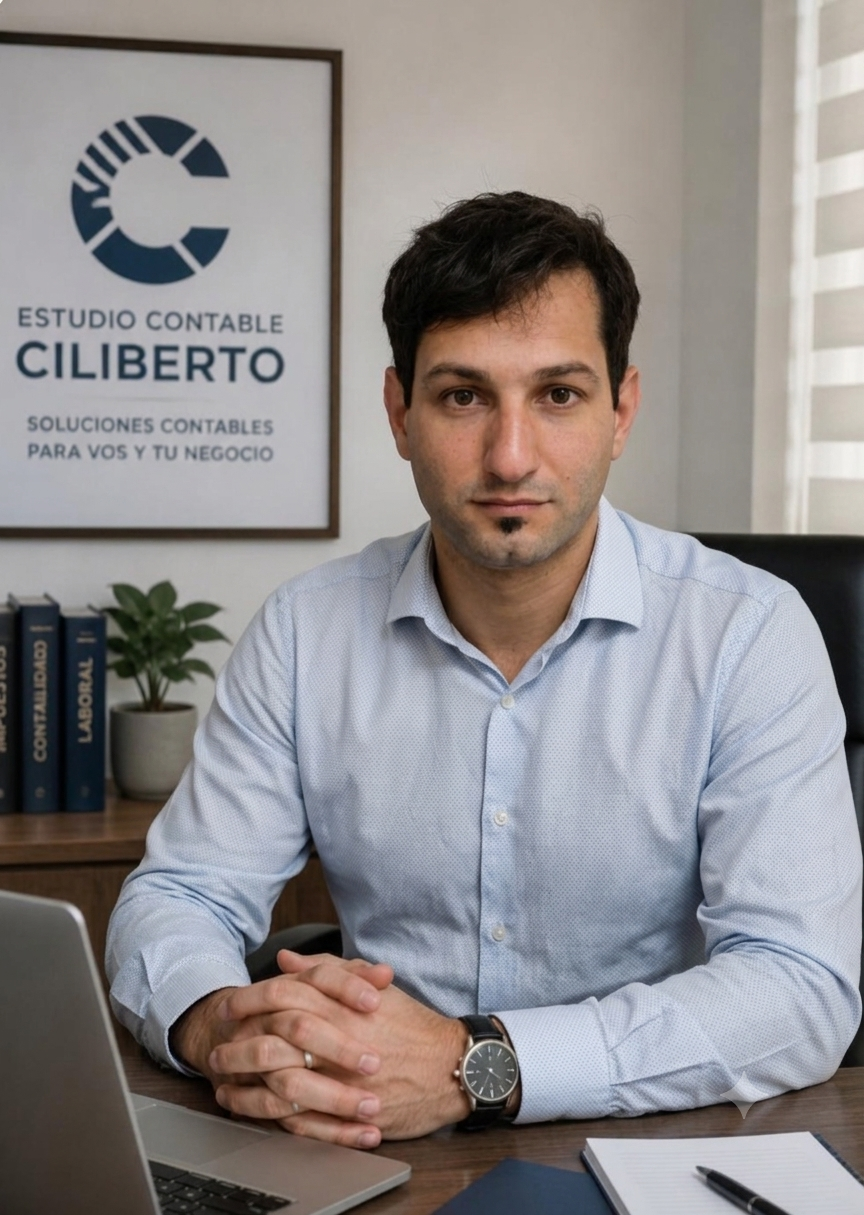 Martín Ciliberto, contador de Estudio Contable CIMA, en su oficina